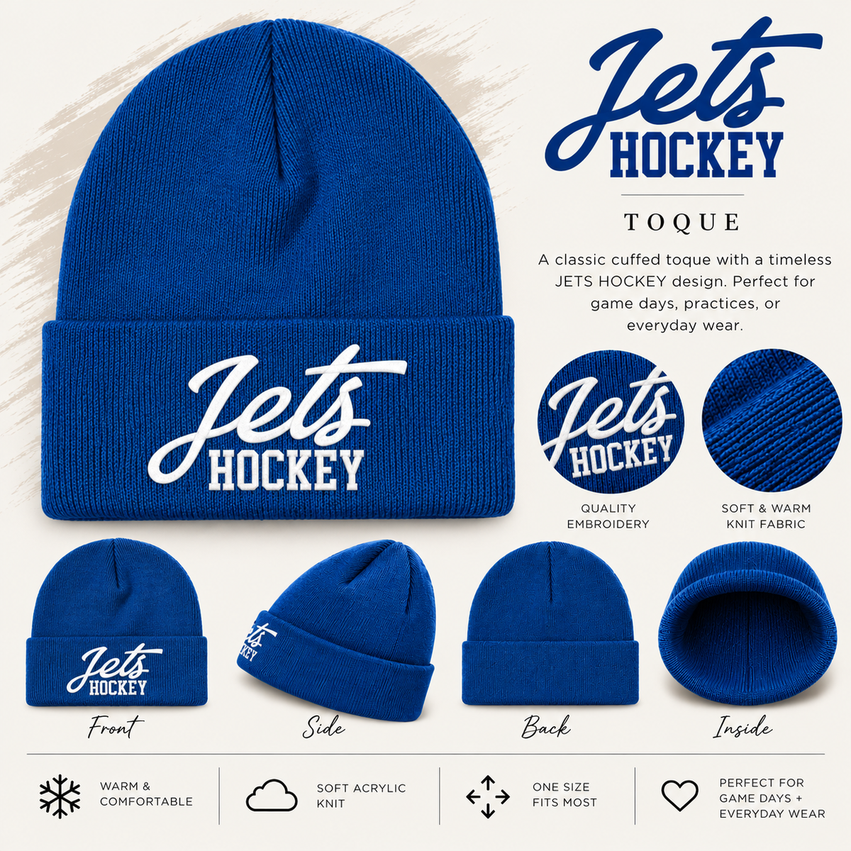 Jets Hockey Toque~Blue