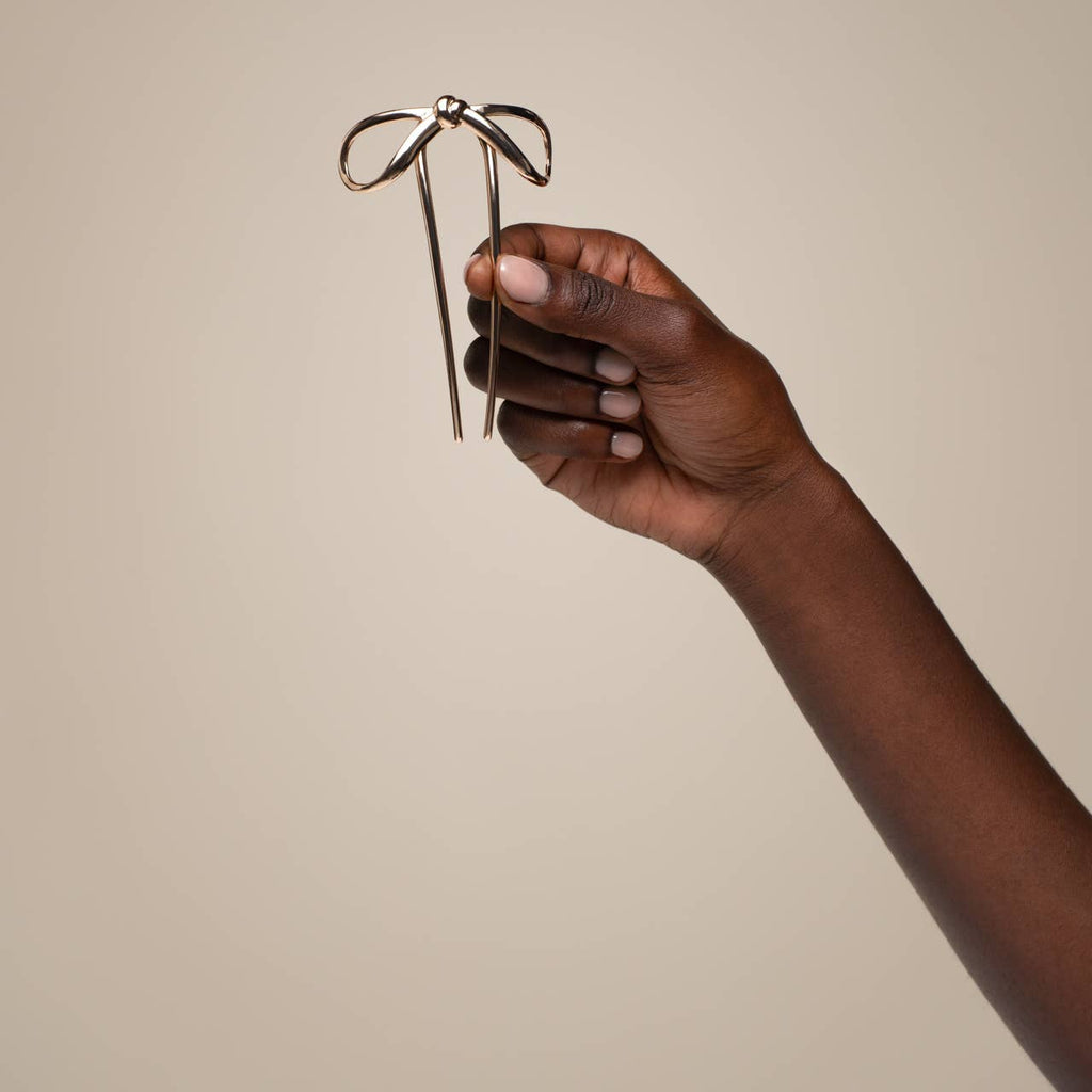 KITSCH~Bow French Hair Pin - Gold