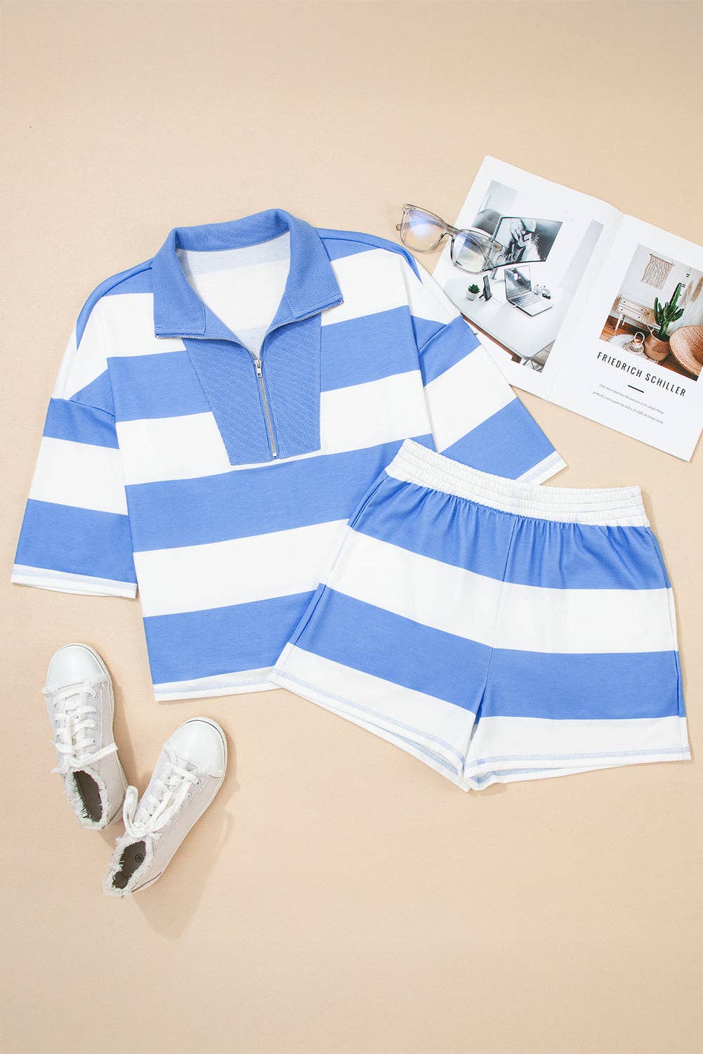 Half Zip Shorts Set