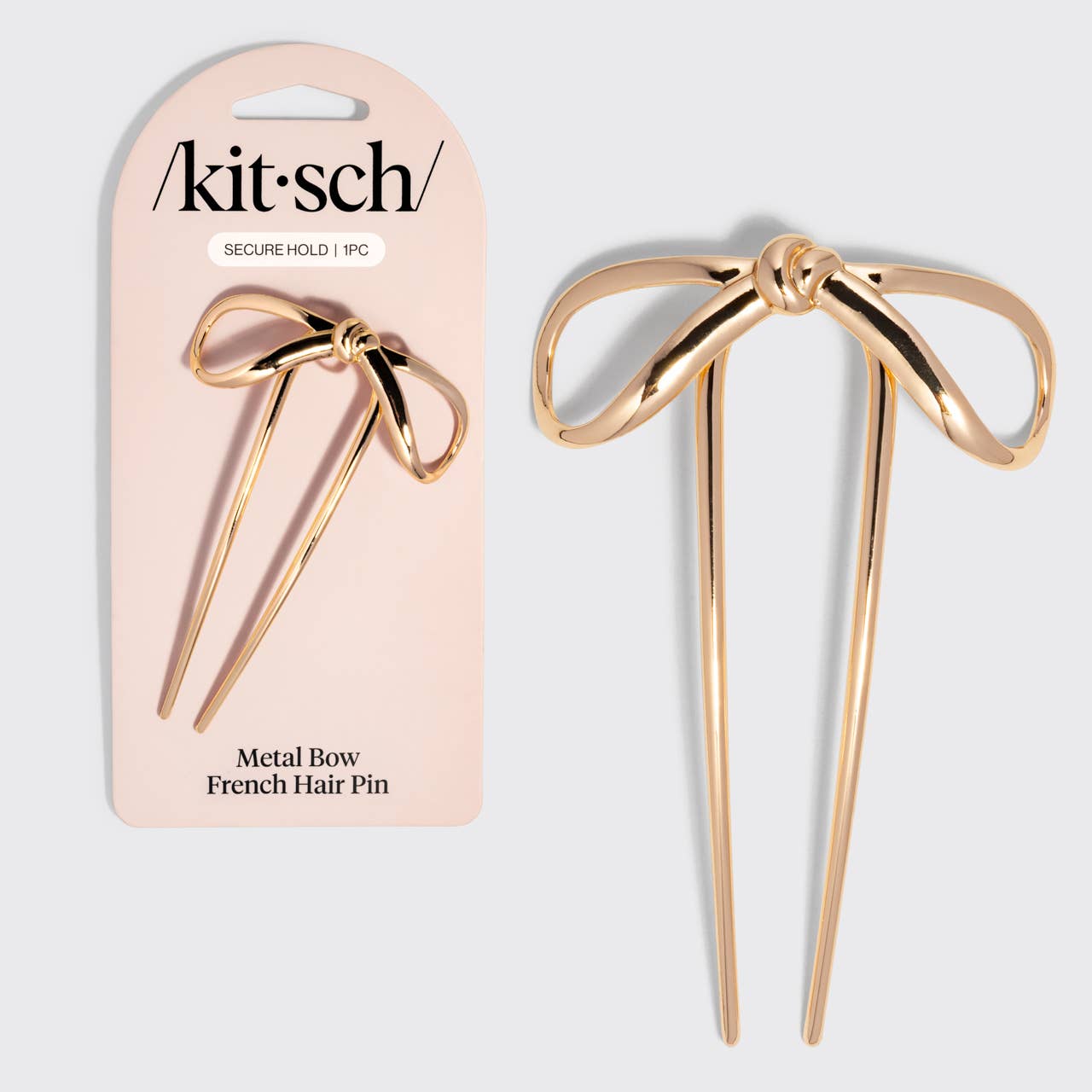 KITSCH~Bow French Hair Pin - Gold