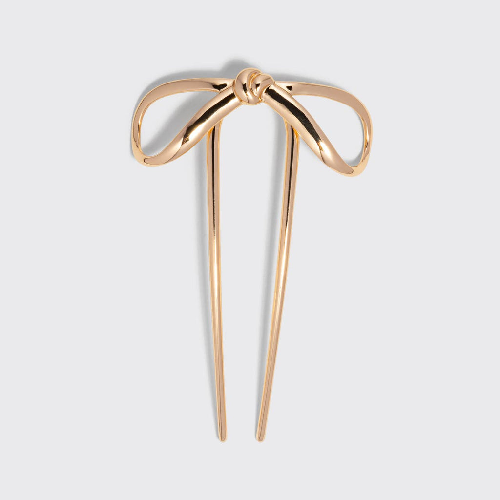 KITSCH~Bow French Hair Pin - Gold