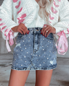 Rhinstone Denim Skirt