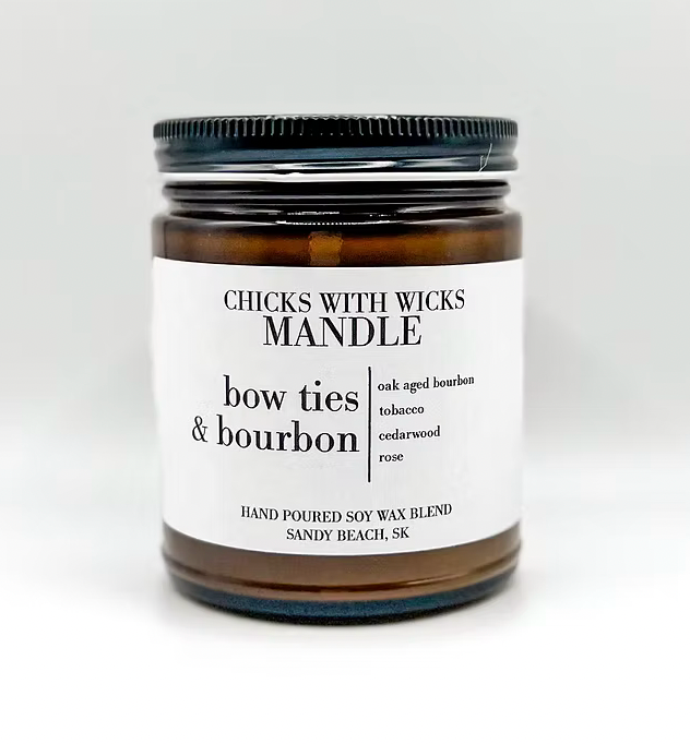 Chicks With Wicks~Bow Ties & Bourbon Candle