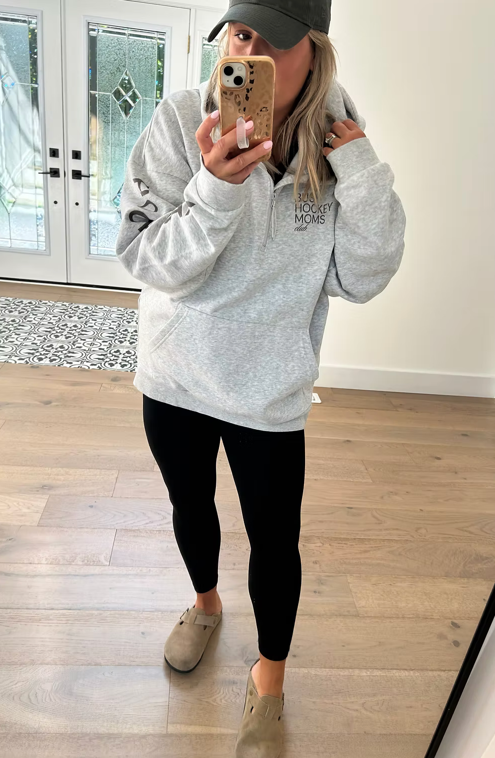 The Mama Label~Busy Hockey Mom~Oversized Half Zip Hoodie