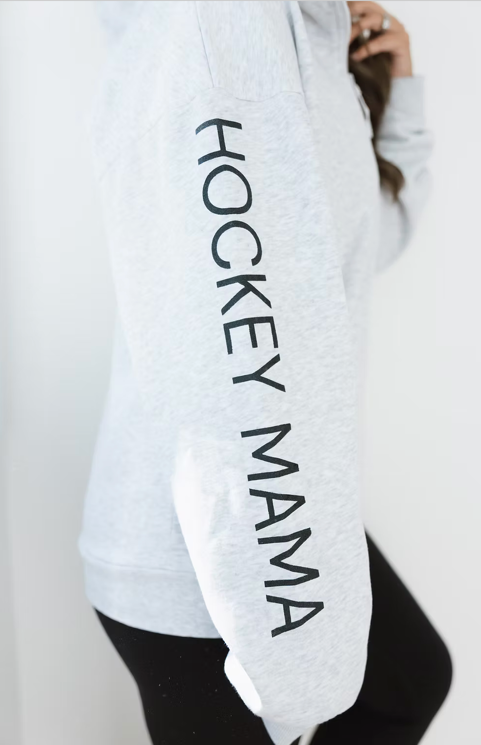 The Mama Label~Busy Hockey Mom~Oversized Half Zip Hoodie