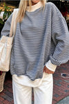 Navy Striped Mockneck Sweater